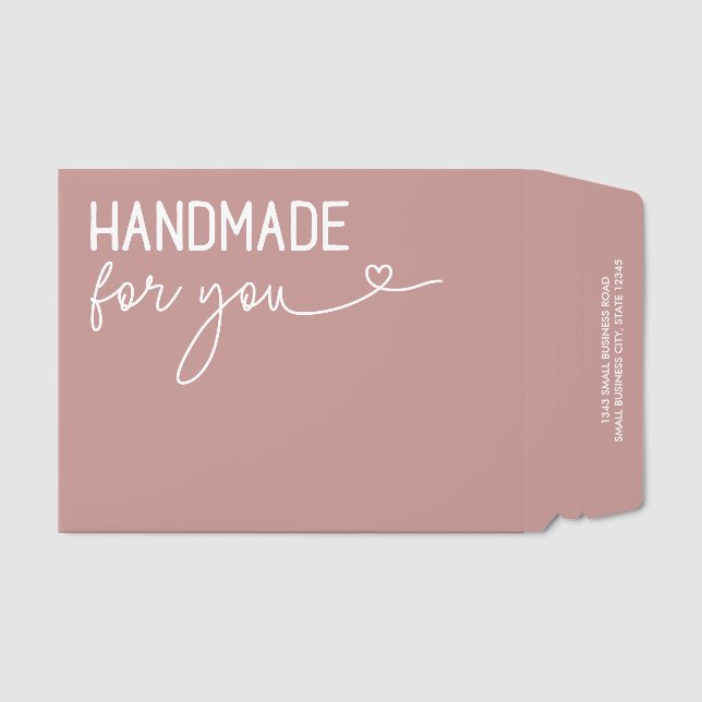 Rosy Beige Handmade For You Swash Heart Envelope Mailers (Front)