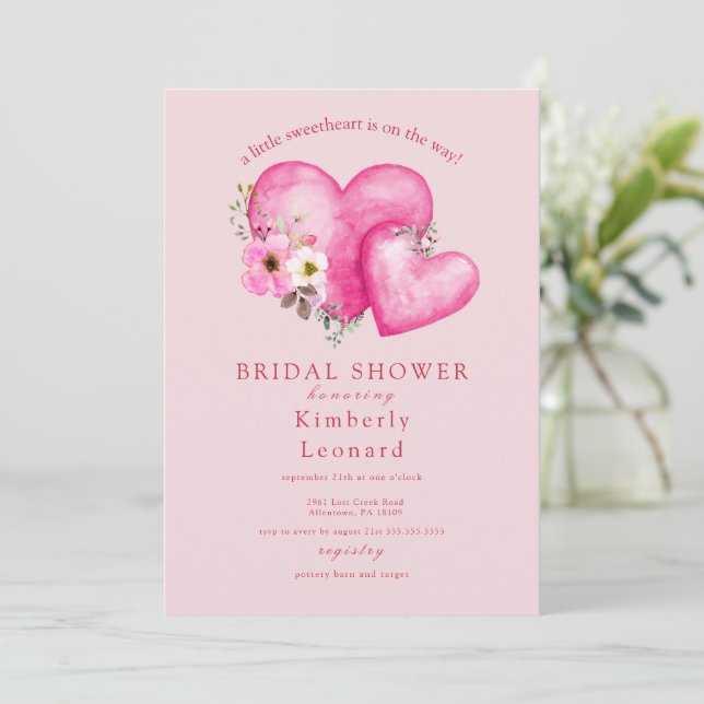 Rosy Blooms Sweetheart Baby Shower Invitation (Standing Front)