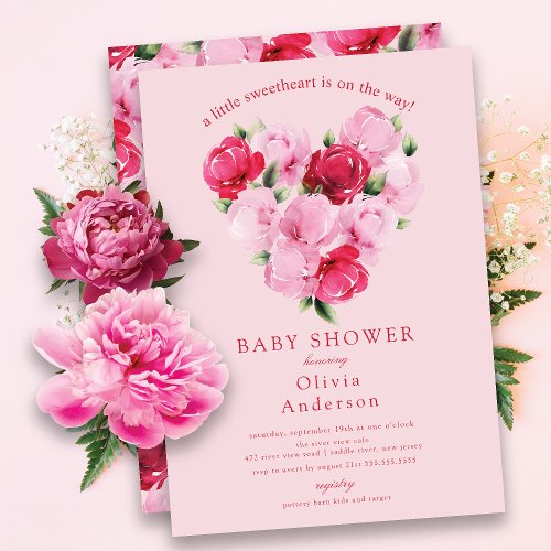Rosy Blooms Sweetheart Baby Shower  Invitation