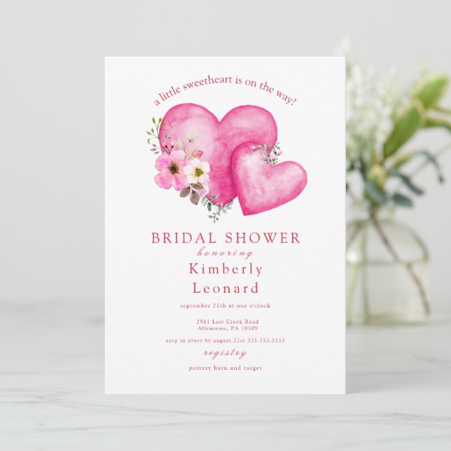 Rosy Blooms Sweetheart Baby Shower Invitation (Standing Front)
