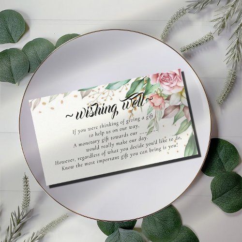 Rosy Blush Floral Wishing Well for Wedding Enclosure Card