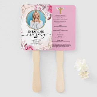 Rosy Blush Funeral Celebration of Life Hand Fan