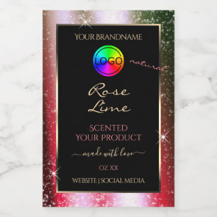 Rosy Blush Glitter Frame Product Label with Logo