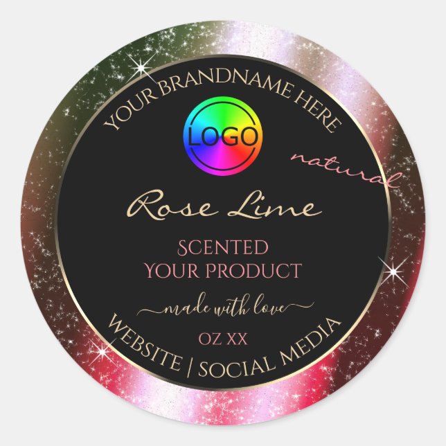 Rosy Blush Glitter Frame Product Label with Logo (Front)