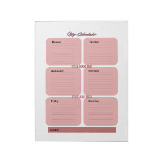 Rosy Blush Planner Schedule Weekly Notepad