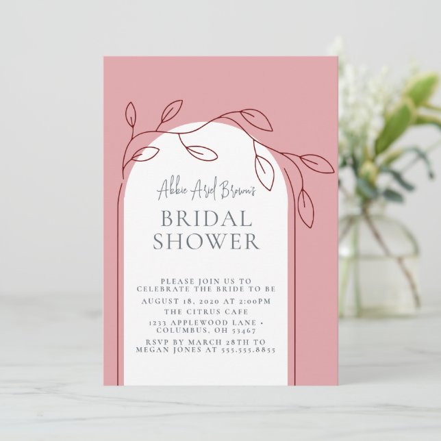 Rosy Blush Script Bridal Shower  Invitation (Standing Front)