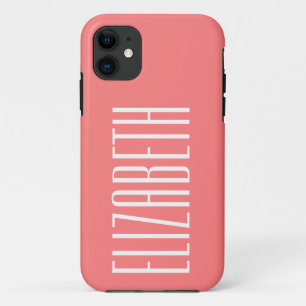 Rosy Blush Solid Color   Minimalist Name iPhone 11 Case