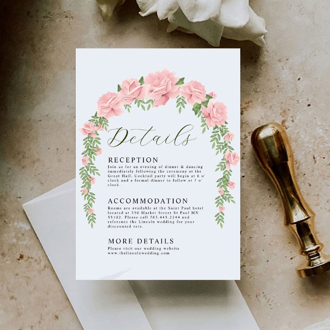 Rosy Blush Wedding Details Enclosure Card (Creator Uploaded)