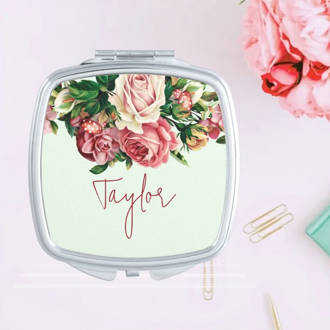 Rosy Bridesmaid Proposal Gift Compact Mirror (Creator Uploaded)