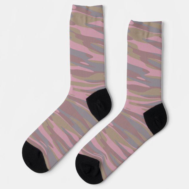 Rosy Brown, faded pink, mountain mist camo Socks (Left)