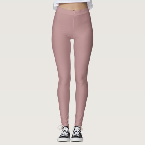 Rosy Brown Solid Color Leggings