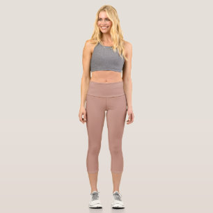 Rosy Brown Solid Plain Color Capri Leggings