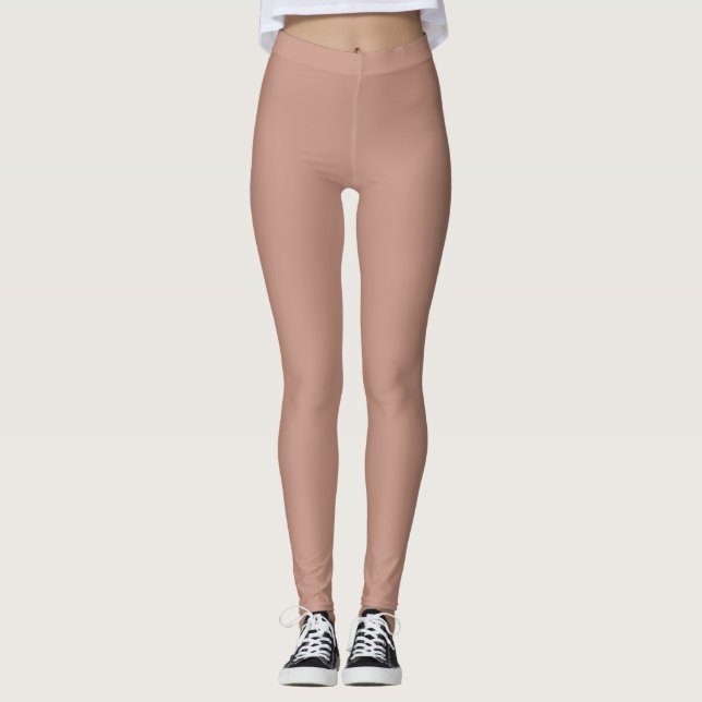 Rosy Brown Solid Plain Color Leggings (Front)