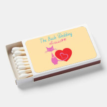 Rosy Cat Wedding Matchbox Favors