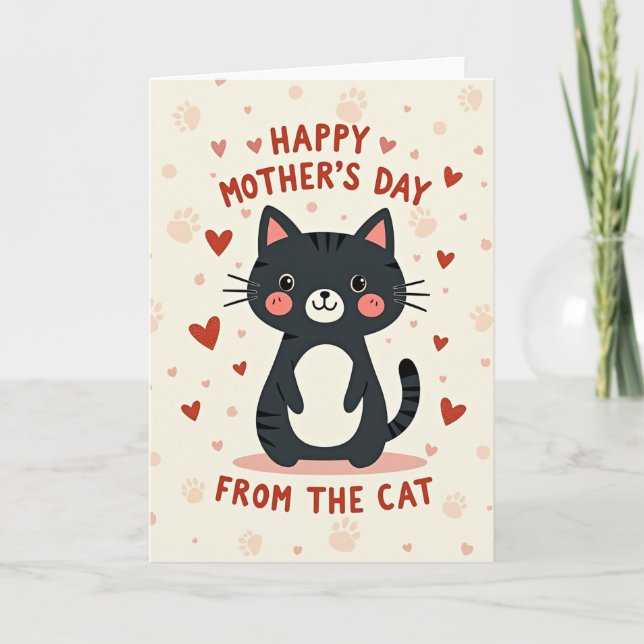 Rosy Cheeked Cat Day Card (Front)