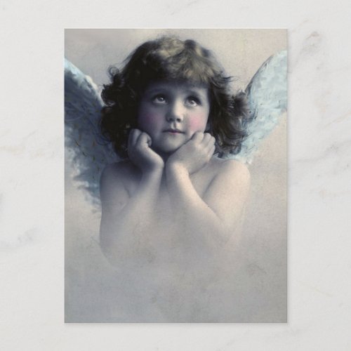 Rosy Cheeked Vintage Angel in the Clouds Postcard