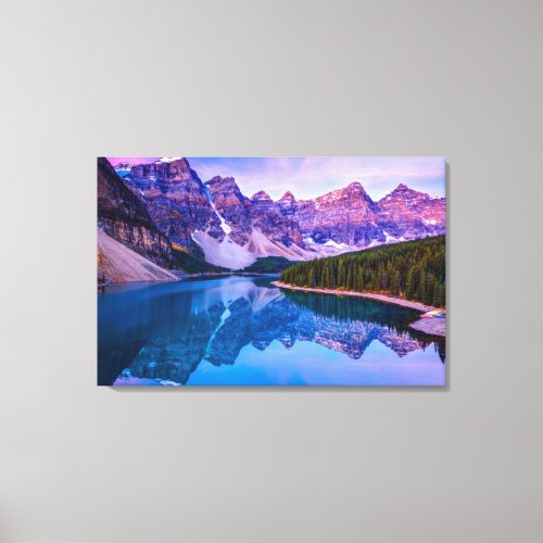 Rosy Clouds Before Sunrise at Moraine Lake Canvas Print