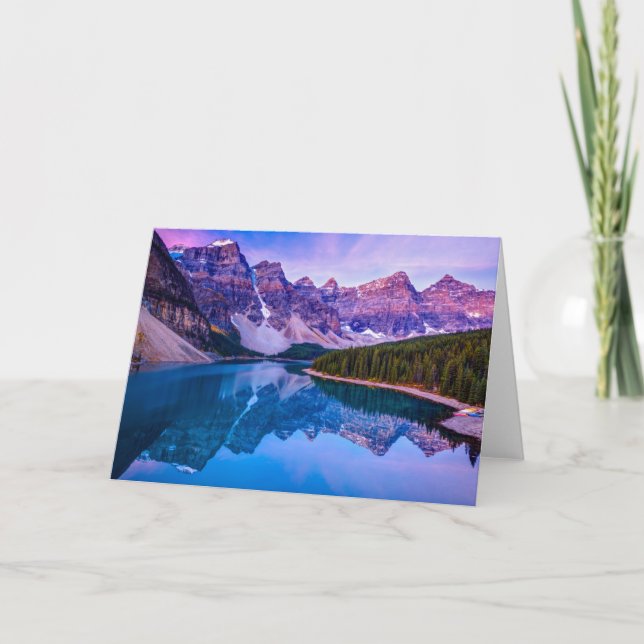 Rosy Clouds Before Sunrise at Moraine Lake Card (Front)