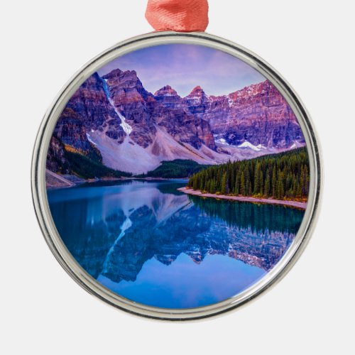 Rosy Clouds Before Sunrise at Moraine Lake Metal Ornament