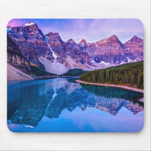 Rosy Clouds Before Sunrise at Moraine Lake Mouse Pad