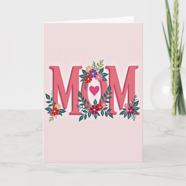 Rosy Coral Mom Lettering Card (Front)