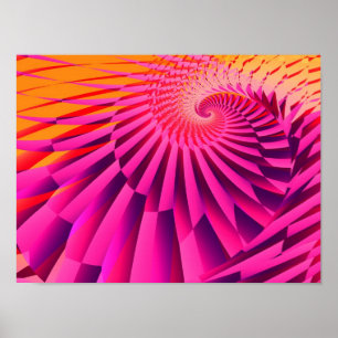 Rosy Dawn Abstract Modern Fractal Art Poster