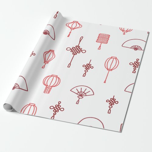 Rosy Elegance Chinese New Year Wrapping Paper