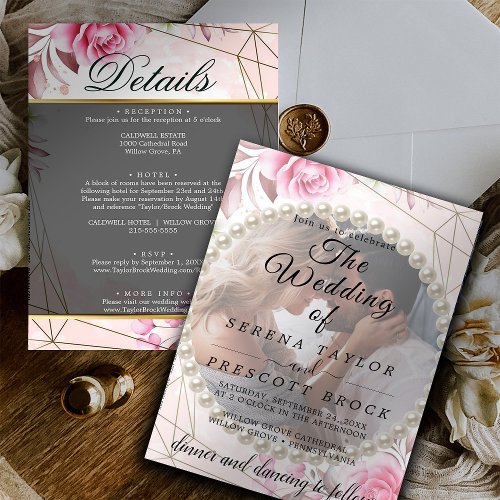 Rosy Elegant Vellum Overlay Wedding  Invitation