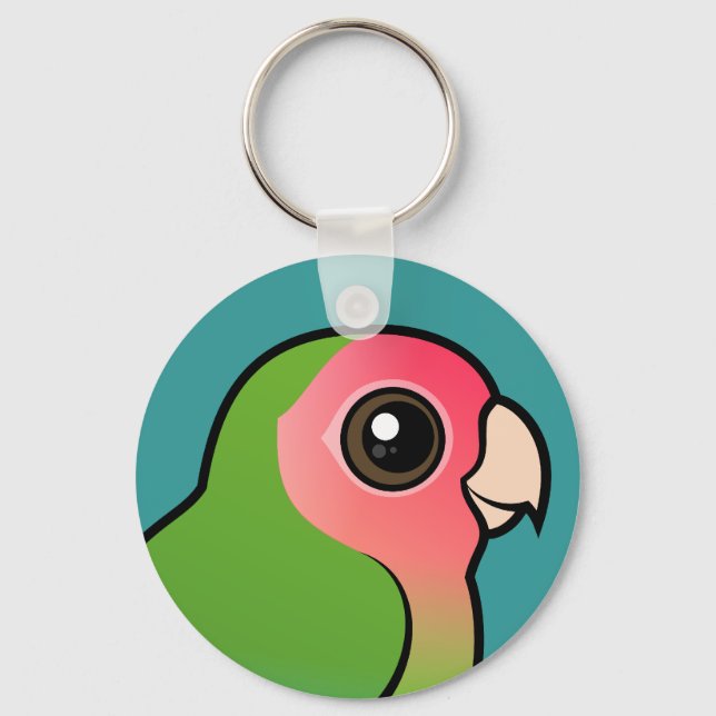 Rosy-faced Lovebird Keychain (Front)