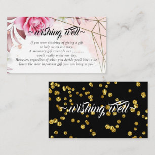 Rosy Floral Blush Wishing Well for Wedding Enclosure Card