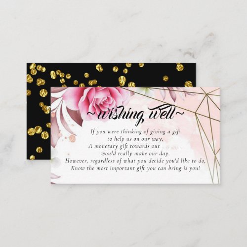 Rosy Floral Blush Wishing Well for Wedding Enclosure Card