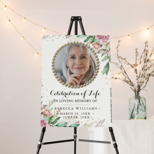 Rosy Floral Celebration of life Welcome Foam Board