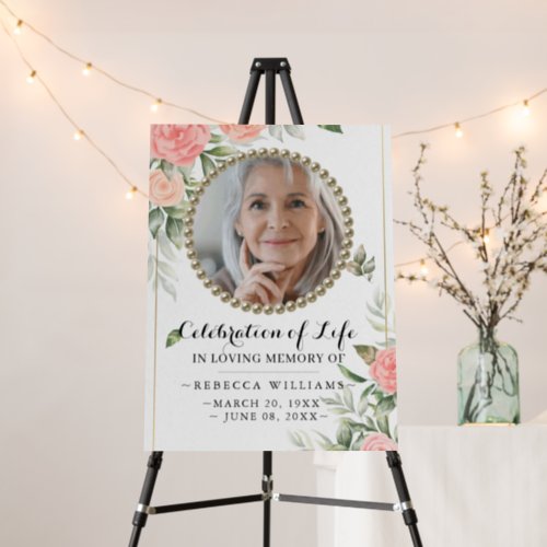 Rosy Floral Celebration of life Welcome Sign