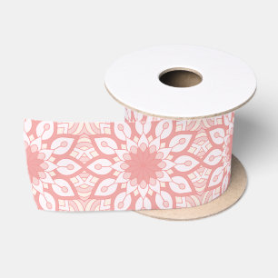 Rosy floral mandala geometric pattern satin ribbon