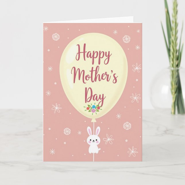 Rosy Floral Mothers Day Balloon Card (Front)