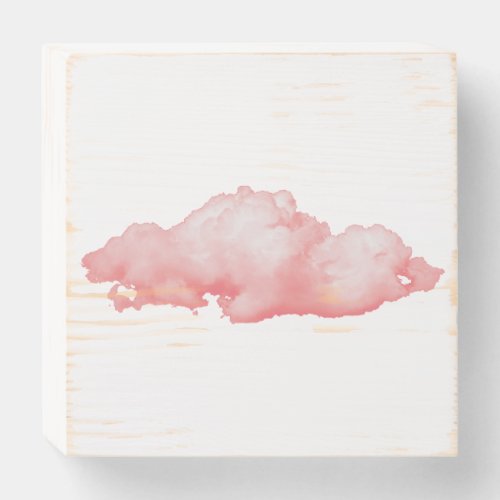 rosy fluffy cloud wooden box sign