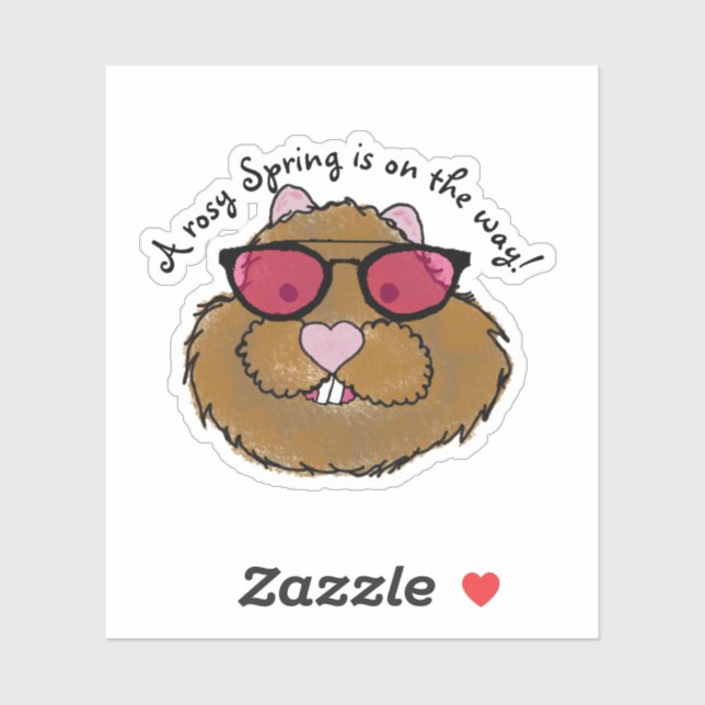 Rosy Glasses Optimistic Groundhog Sticker (Sheet)