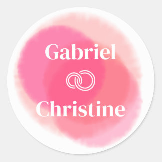 Rosy Hand-painted Watercolor Wedding Classic Round Sticker