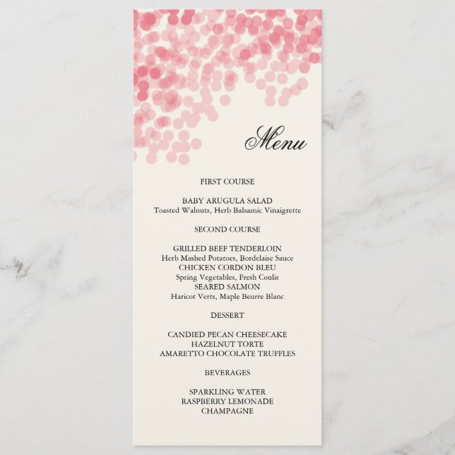 Rosy Light Shower Menu Card (Front)