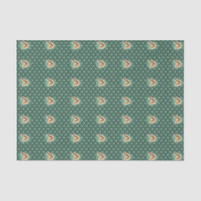 Rosy Maple Moth geometric teal tissue paper (Front)