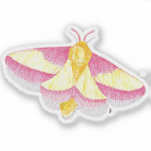 Rosy Maple Moth Sticker (Front)