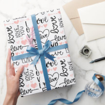 Rosy Midnight Love Valentine Wrapping Paper