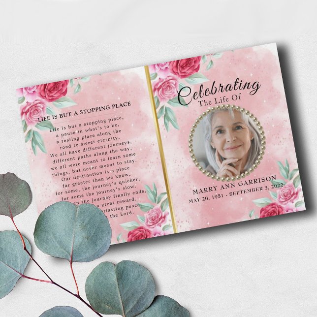 Rosy Modern Celebration of Life Program (Creator Uploaded)
