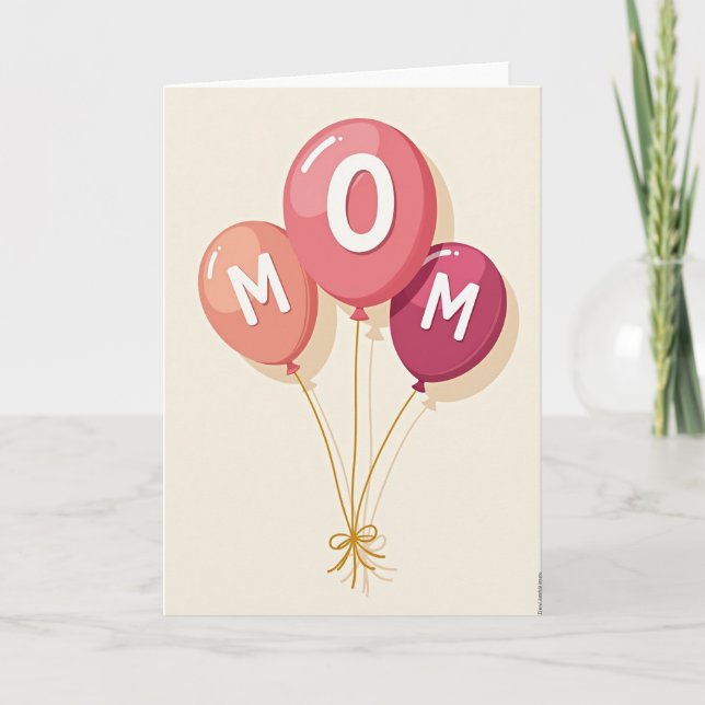 Rosy Mom Balloons Mothers Day Card (Front)