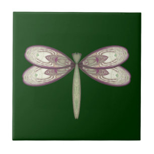 Rosy Nouveau Dragonfly Ceramic Tile
