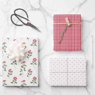 Rosy Picnic Trio 3 Wrapping Paper Sheets