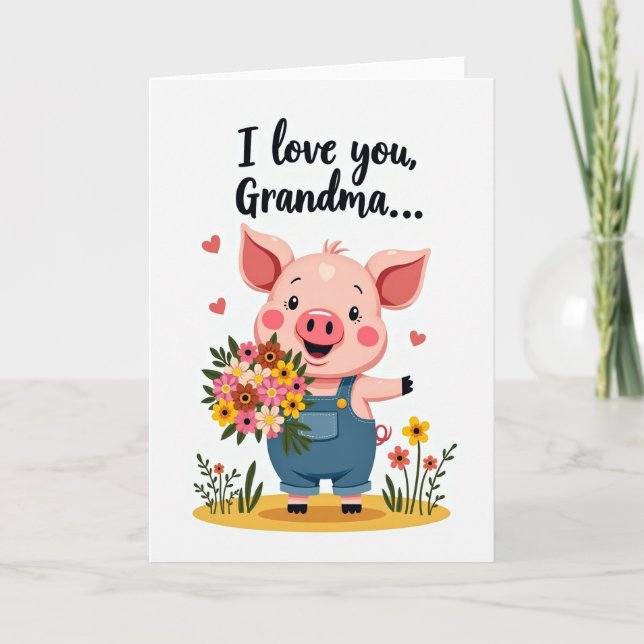 Rosy Piglet Sweet Mothers Day Card (Front)
