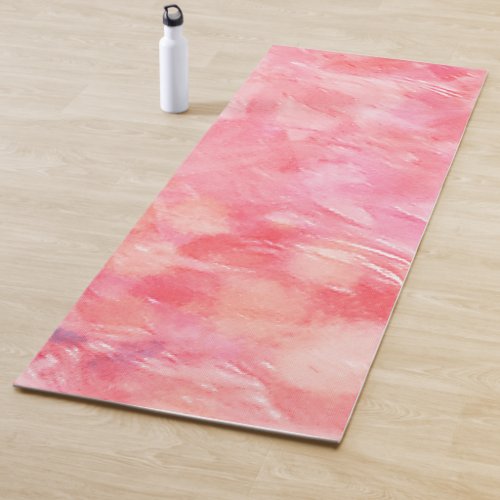 Rosy Pink Abstract Namaste Meditation Floor Yoga Mat