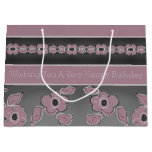 Rosy Pink And Charcoal Grey Large Gift Bag