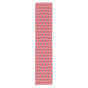 Rosy Pink And Green Diamond Argyle Pattern Short Table Runner by CandiCreations at Zazzle